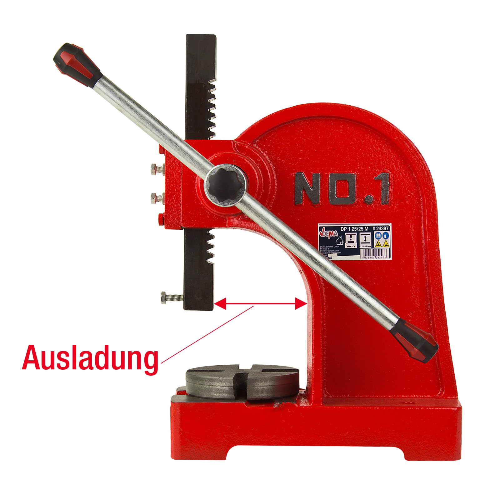 Produktbild von Drehdornpresse 1 Tonne Von DEMA – Handhebel, Für Lager & Buchsen, Mit Tischmontage
