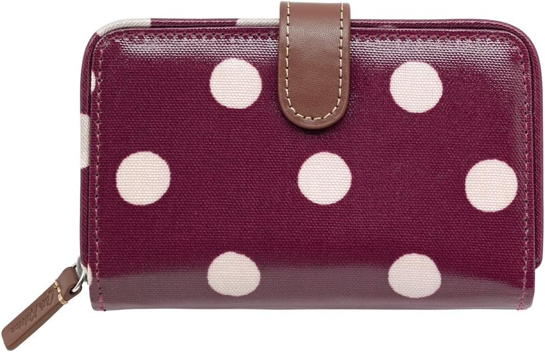 Cath Kidston Folded Zip Wallet Button Spot Burgundy