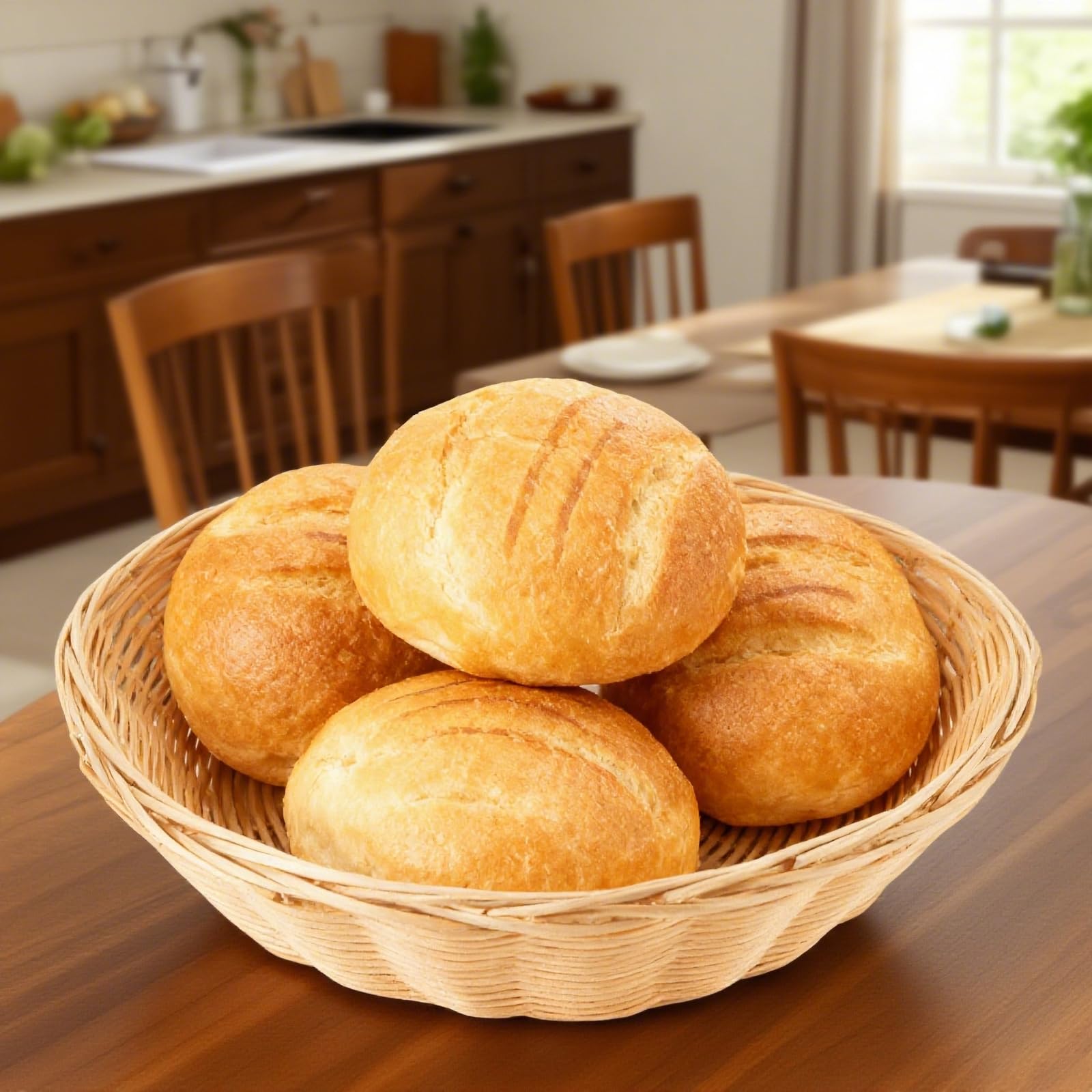 Lot de 10 corbeilles à pain rondes en plastique PP - 24 x 6 cm - Jaune - Pour boulangerie, restaurant, maison et buffet