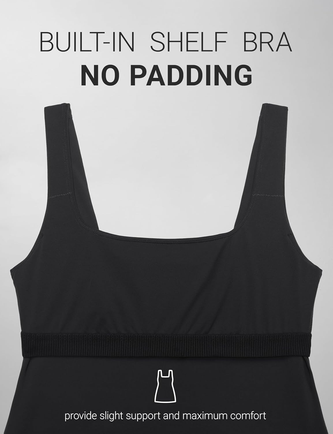 CRZ YOGA Butterluxe Womens Square Neck Tennis Dresses A line Mini Casual Summer Outfits with Shelf Bra No Built-in Shorts