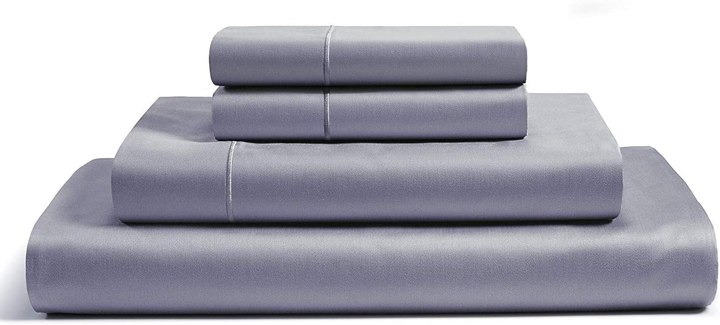 Chenille Linen Collections 600 Thread Count 100% Egyptian Cotton Ultra Soft 4 Piece Sheet Set 15" Deep Pocket Premium Quality Bedding Set King Size Elephant Grey Color