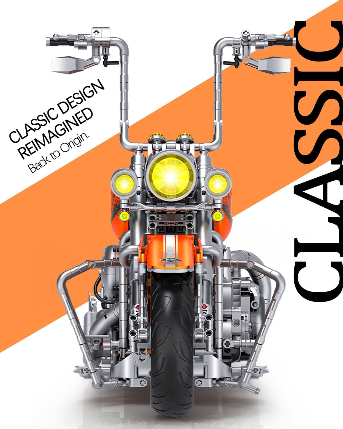 JTBBOY 1:5 Scale Motercycle Big Building Set, 21 in Length, Authentically Detailed Build and Display Model, Scale Model Car Gift for Adults, for Home or Office Décor(2050PCS)