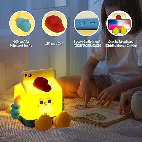 Miniatura 6 de Luz nocturna de cartón de leche con temporizador Lámparas de noche para habitación de los niños Lindas luces nocturnas de silicona con cable Control