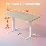HUANUO 48 x 24 inch Electric Standing Desk Adjustable Height, 4 Memory Height Settings, Sit Stand Up Desk for Home Office & Computer Workstation, Light Walnut