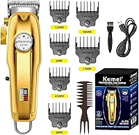 KEMEI Mens Hair Clipper Cord Cordless Clippers Hair Trimmer Beard Professional Haircut Kit For Men Rechargeable LED Display & Corded Rechargeable Grooming Kit KM-1986PRO