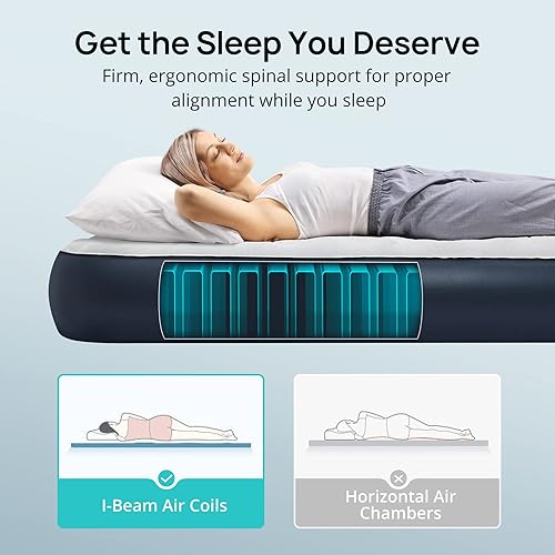 Miniatura 4 de Evajoy Colchón de aire para campamento, colchón inflable Queen con bomba eléctrica externa de alta velocidad, cama inflable de 80 x 60 x 8 pulgadas