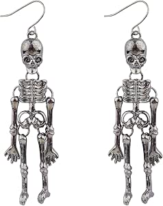 Women's Halloween Crystal Skeleton Dangle Earrings – Rhinestone Skull Gothic Earrings, Bling Jewelry