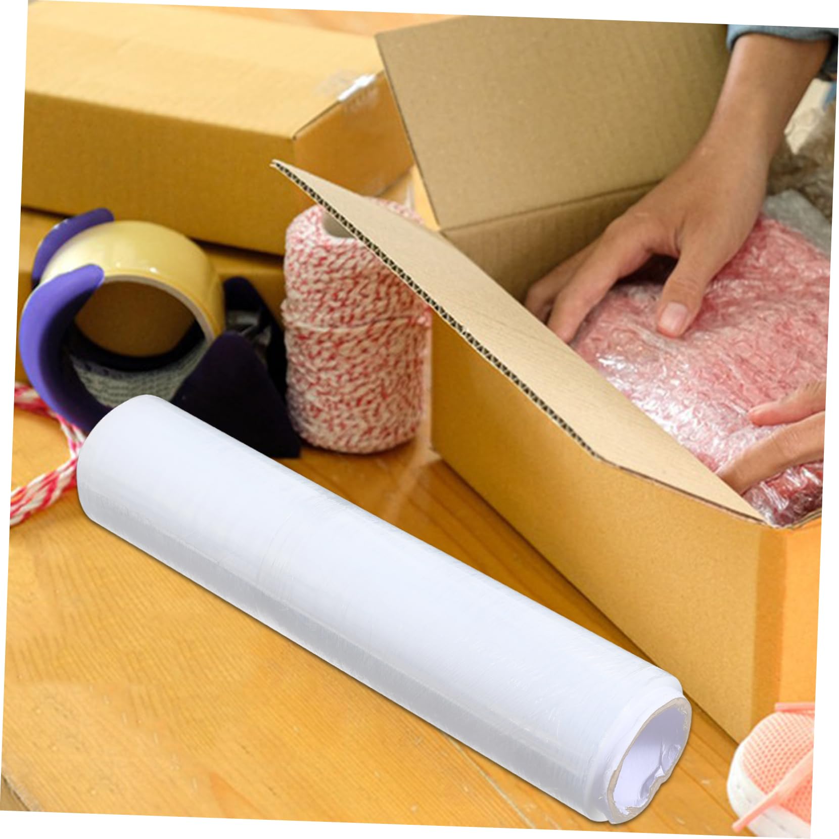 Rollo de Película Estirable Transparente de 45cm, Hdpe para Embalaje | Envoltura Adhesiva para Envío Seguro, Alta Elasticidad Industrial, Material de Embalaje para Mudanza