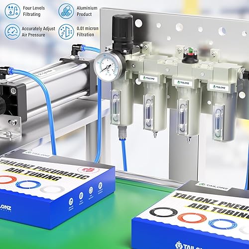 Miniatura 3 de TAILONZ PNEUMATIC 0-240PSI Sistema de secado de aire industrial de 34 pulgadas NPT grado 4 etapas, filtro de partículas, filtro coalescente, secador