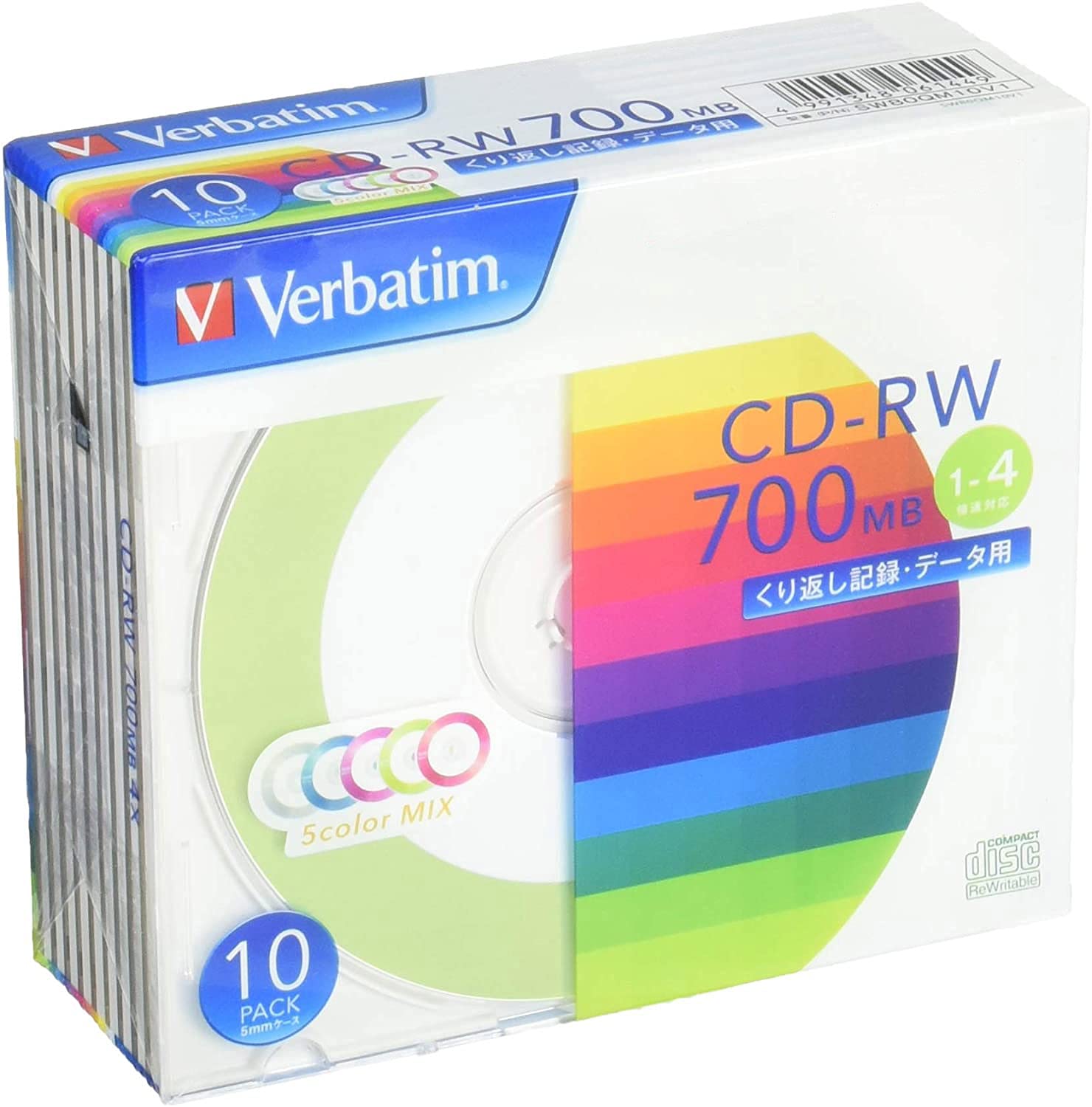 バーベイタムジャパン(Verbatim Japan) くり返し記録用 CD-RW 700MB 10枚 ツートンカラーディスク 1-4倍速 SW80QM10V1