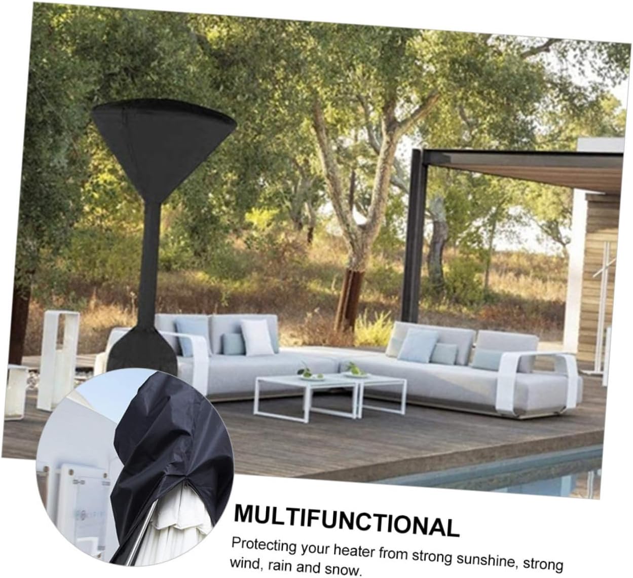 CHILDWEET Oxford Cloth Outdoor Heater Cover with Zipper Waterproof Protective Stand-Up Cover for Patio Heaters Dustproof Uv-Resistant 241X86X48Cm for Garden