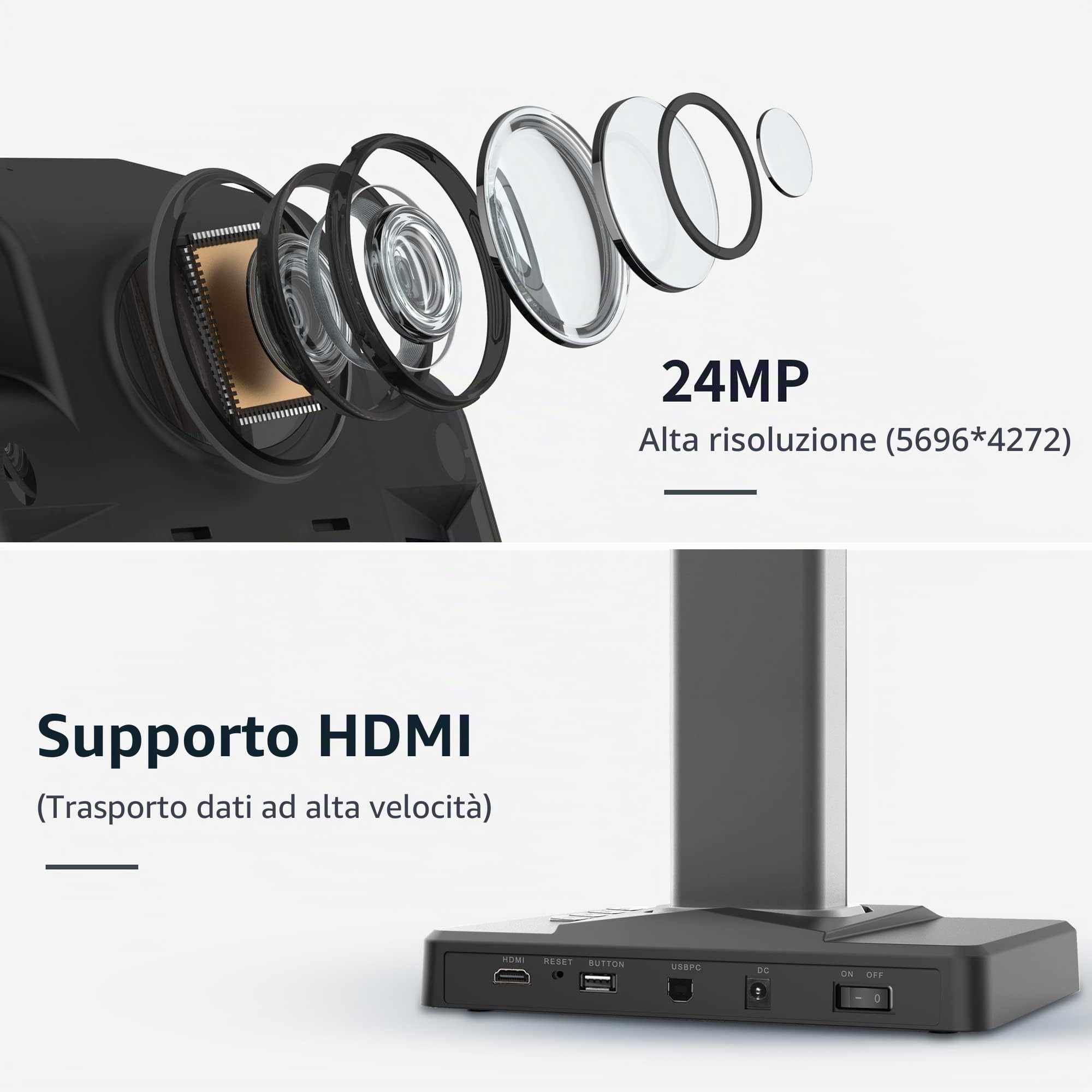 CZUR ET24 PLUS Scanner professionale per libri e documenti A3, OCR di oltre 180 lingue, supporto HDMI, per Windows/MacOS/Linux