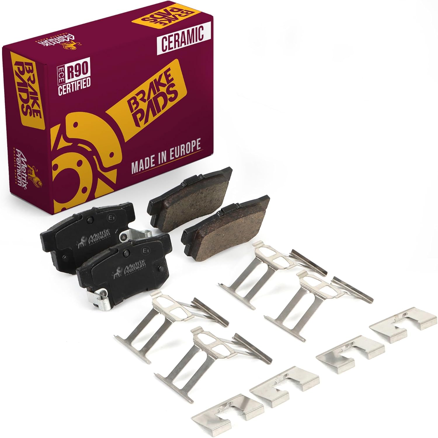 Metrix Premium Chassis Parts - Rear Ceramic Disc Brake Pad Set D536 Fits Acura CL, CSX, TL, Integra, Vigor, Honda Accord, CR-Z, Prelude, Civic, S2000, Suzuki SX4, Kizashi, Made in Europe