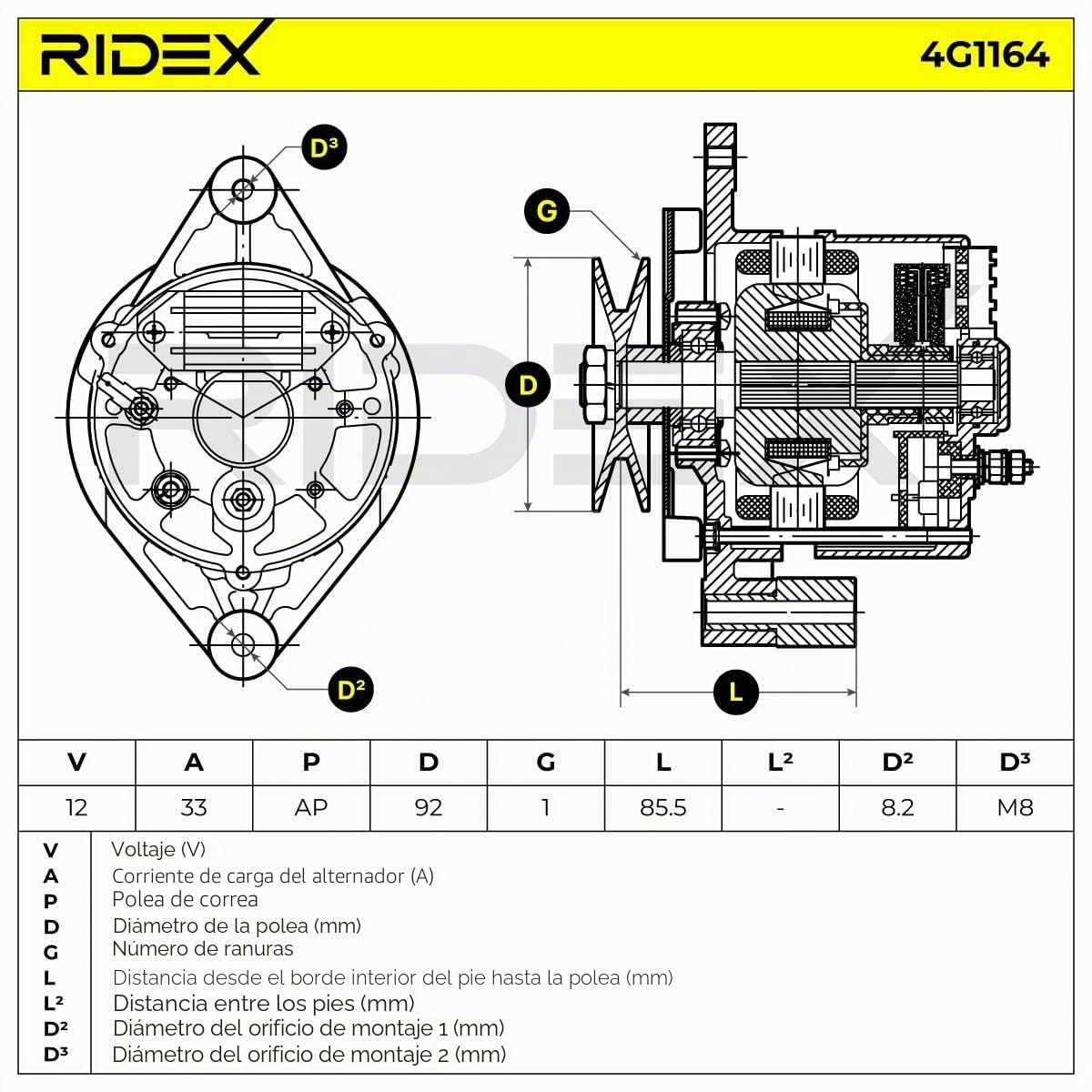 RIDEX 4G1186 Alternador