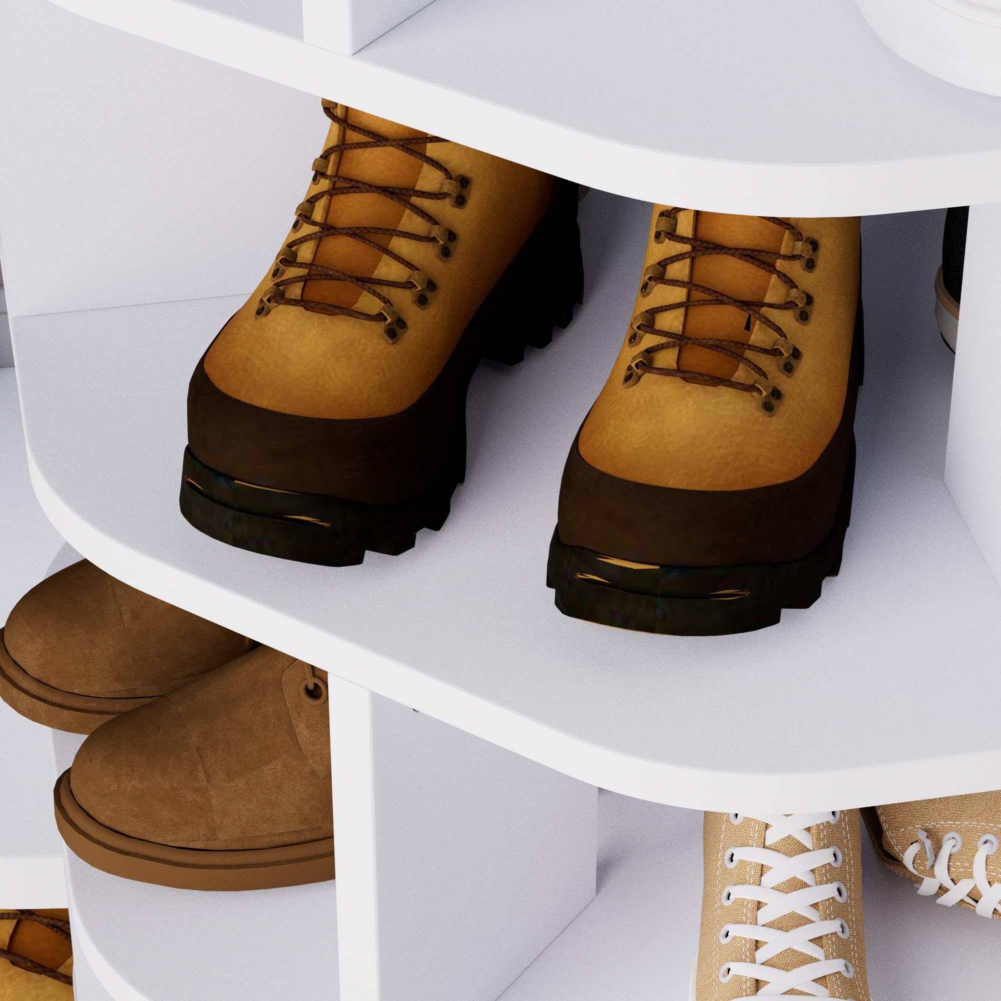 uyoyous 360° Schuhregal 6 Etagen 24 Paar Schuhe Achteckig Weiß Platzsparend | 360° drehbar, platzsparendes achteckiges Design für Flur, Eingang, Wohnzimmer, Schlafzimmer, stabil & langlebig, weiß