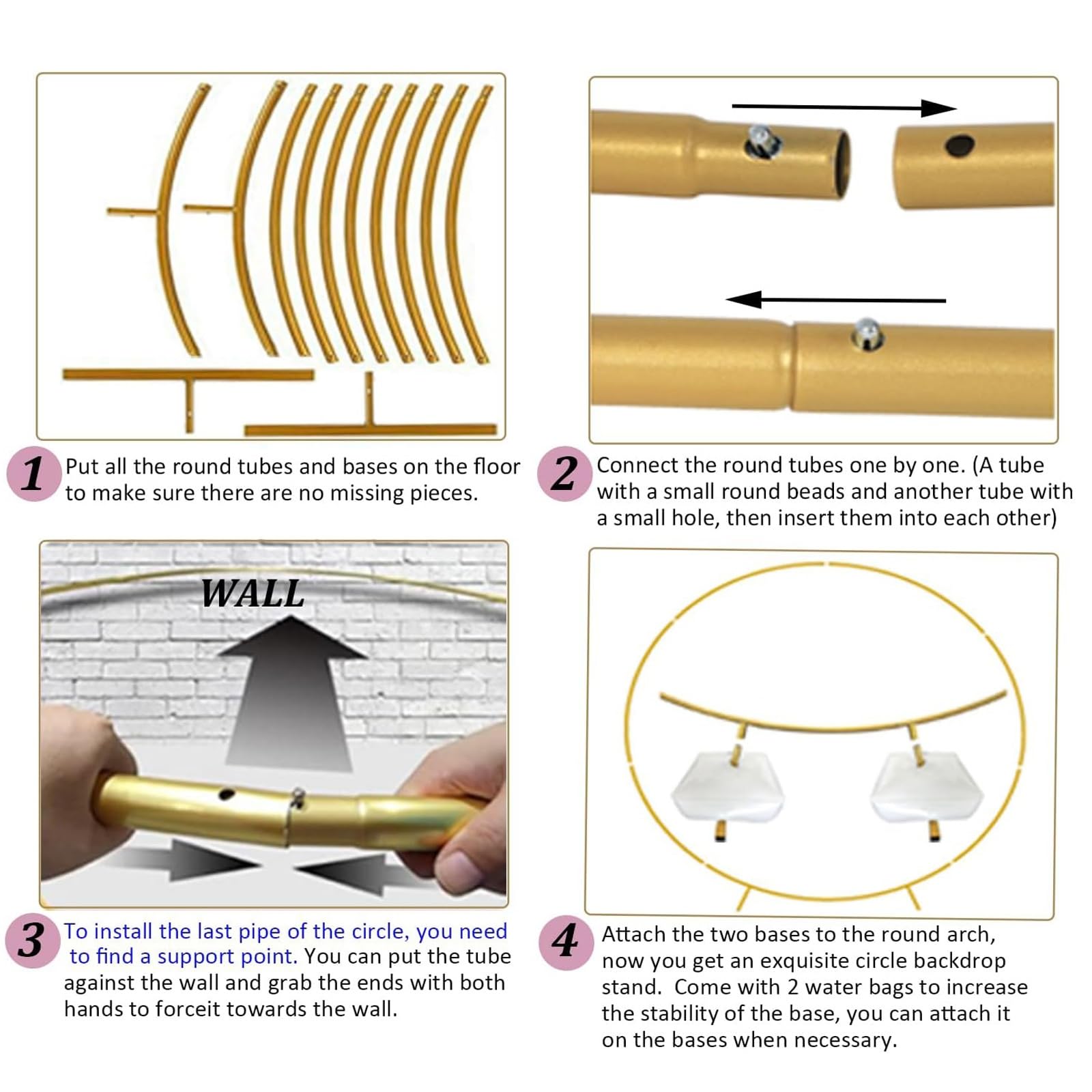 HJXGQJM Kit D'archeDe Ballons Ronds, ArcheMariage De Ballon, Support De Toile De Fond De Grandes Taille pour Anniversaire Fête Baptême Diplôme，ArcheDe Mariage Décoration(Gold,100cm)