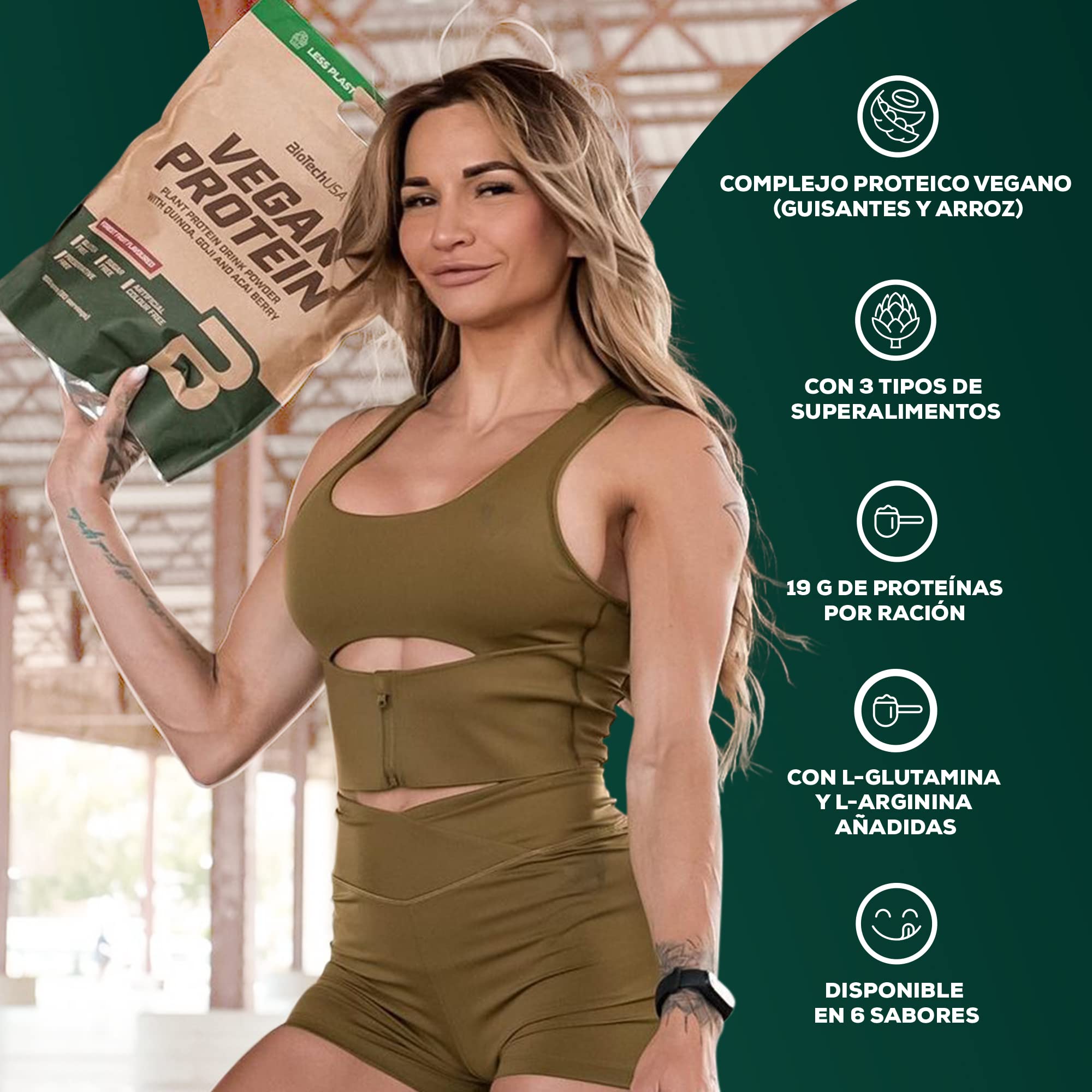 BioTechUSA Vegan Protein | Batido a base de arroz y guisantes con superalimentos y aminoácidos | Sin azúcar, lactosa ni gluten, 500 g, Pastel de vainilla