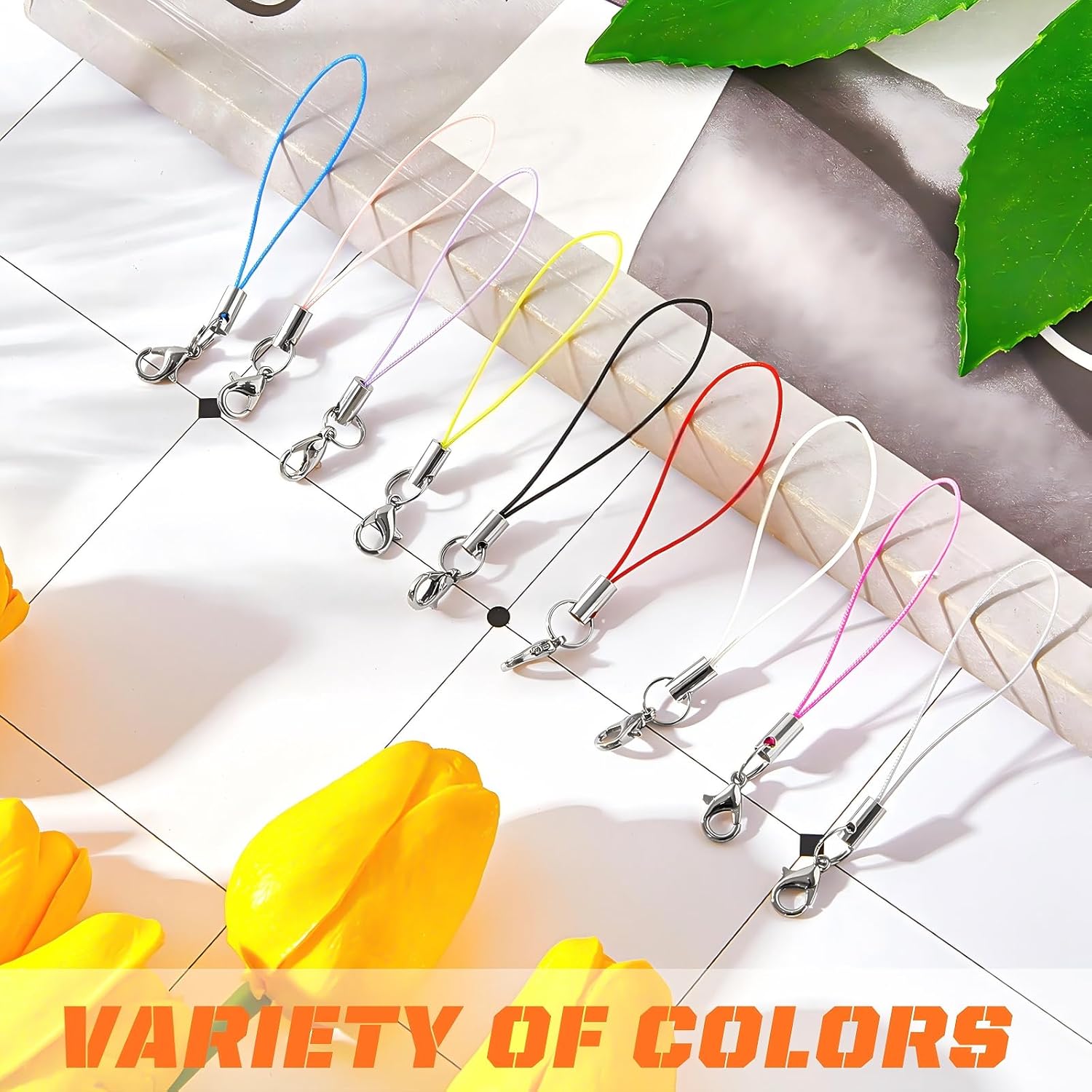 Flutesan 50 Pcs Lobster Clasp Cords Charm Straps Wrist Lanyards, 9 Colors
