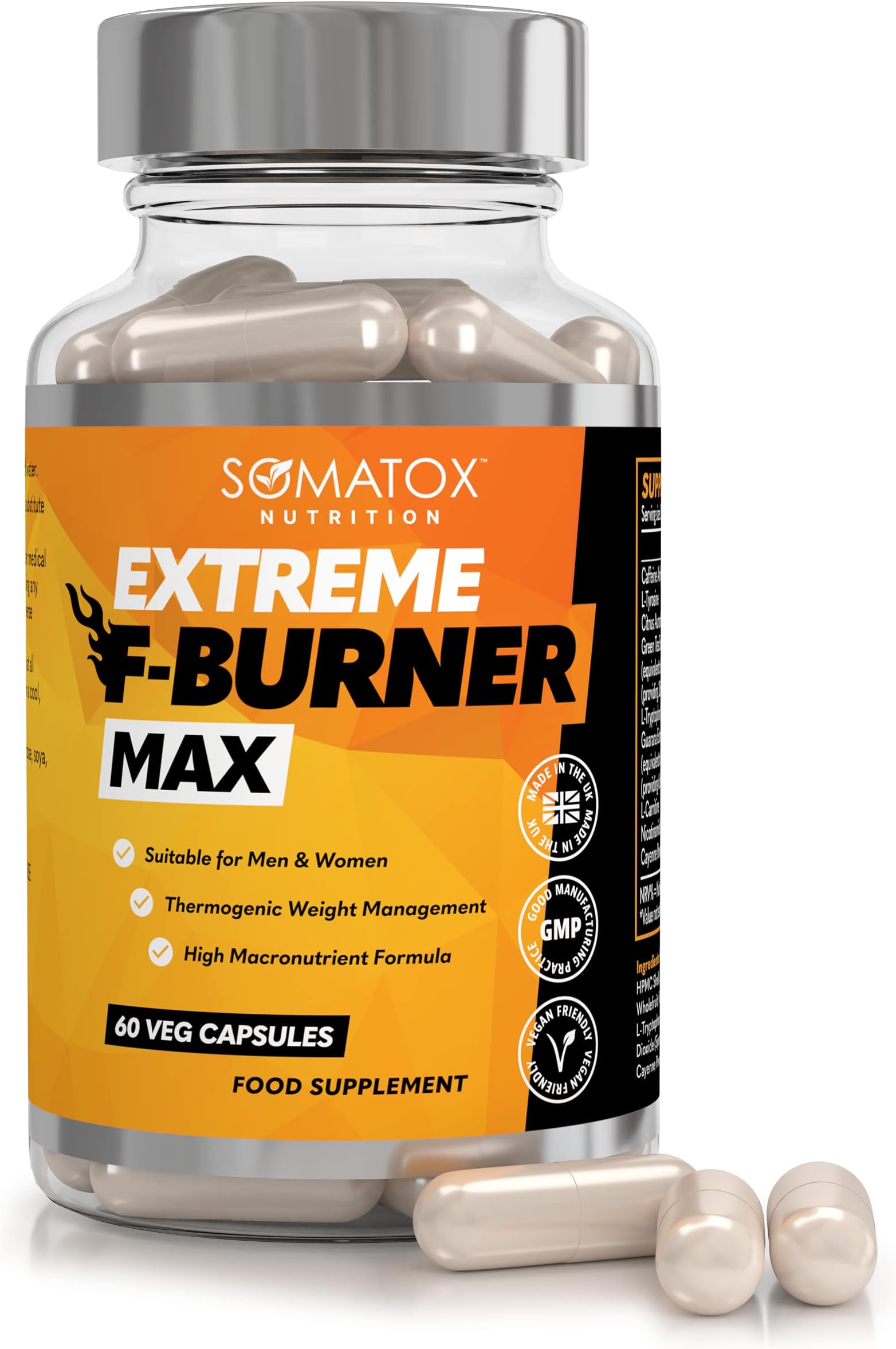 T5 Fat Burner Ultimate Thermogenic Supplement Max Strength Formula Suitable for Vegans / 60 Veg Caps 30 Day Supply UK & GMP Certified