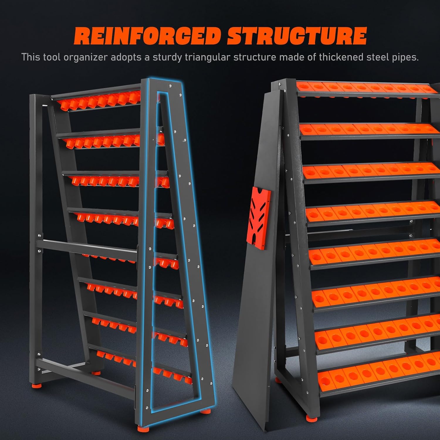 SUPVOX Cnc Tool Holder Rack: 8 Row Large Capacity Organizer for Cat40 Cnc Tools - Heavy-duty Screwdriver Storage Organizer for Workshop Garage Shed - 80 Cap