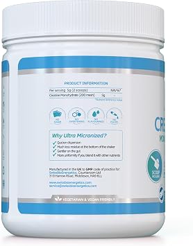 Creatine Monohydrate Powder - 500g (100 Servings) | Ultra Micronized 200 Mesh for Superior Absorption | Pure & Unflavoured | for Muscle Strength & Recovery - Absolutely Nothing Added, Vegan & UK Made