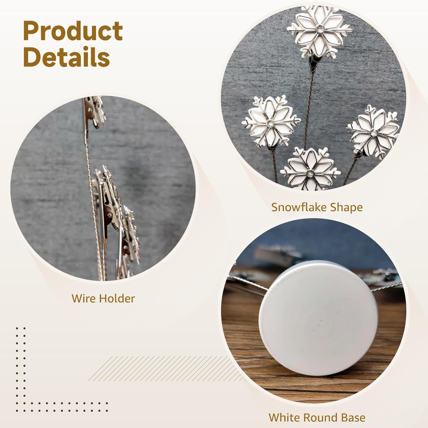 Family Tree Photo Holder With 8-Branch Snowflake Design, White Base, Perfect For Holiday And Office Card Display