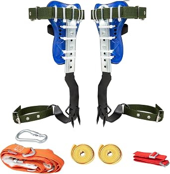 Upgraded 2 Pack Tree Climbing Gears, Adjustable Tree Climbing Spikes with Harness Belt and Non-Slip Pedal, 304 Stainless Steel Tree Climbing Tool for Picking Fruit, Outdoor Sport