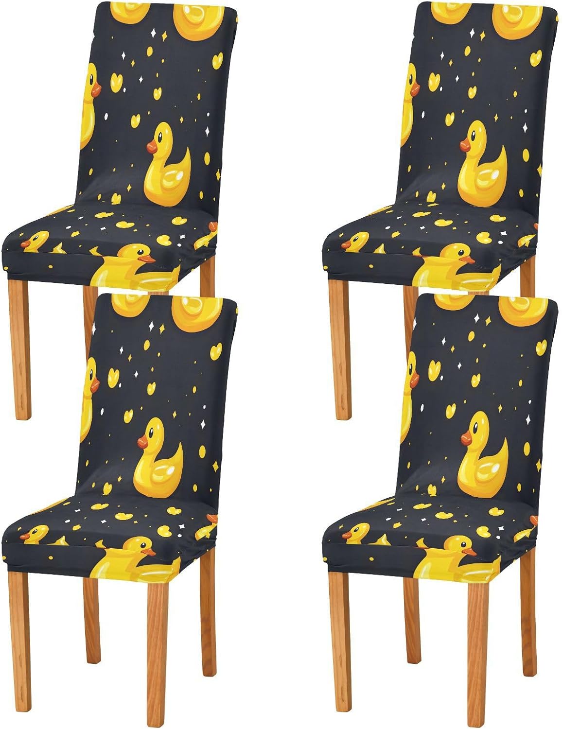 ALAZA Chair Covers for Dining Room, Duck Heart Pattern Stretch Chair Cover Sets Chair Protector Removable Washable for Ktichen Restaurant Hotel
