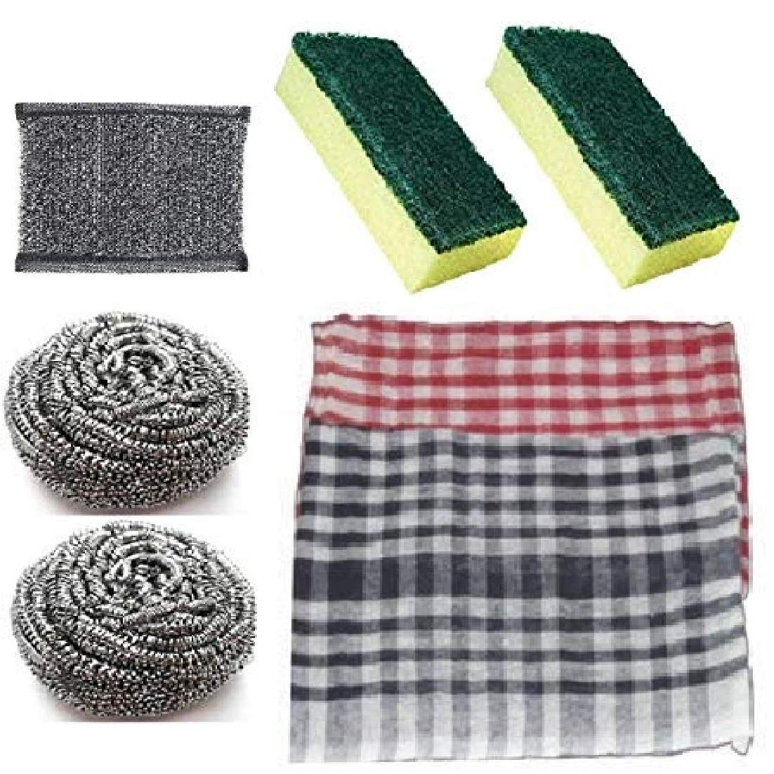 Utility World Scrub Sponges, Steel Scrubbers Pad and Kitchen Cleaning Towel/Napkin Table Wipe - Pack of 7 (B08FJ41257) Amazon Price History, Amazon Price Tracker