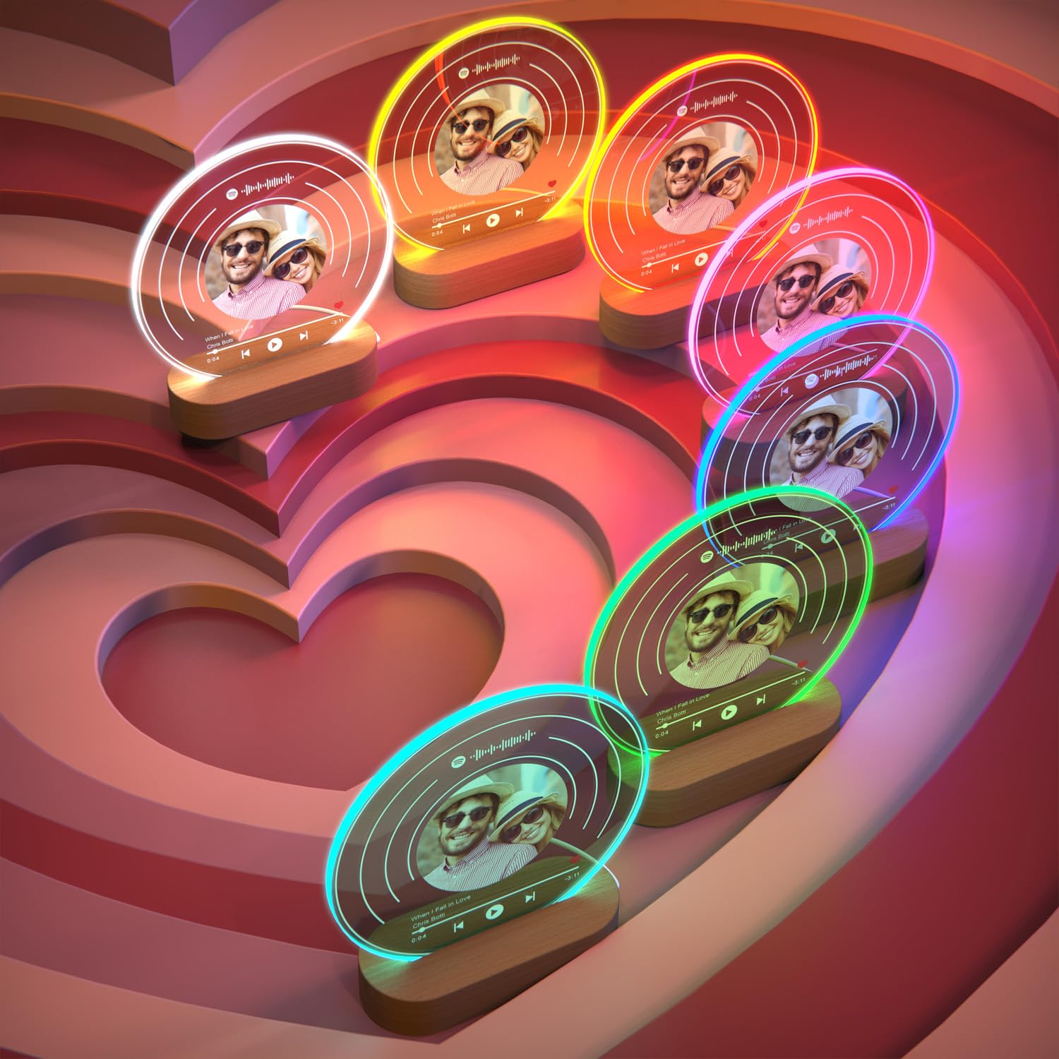 IDIY Plaque Spotify Personnalisé Cadeau Femme Homme Plaque Musique Colorée Lampe Photo Personnalisée Couple Noël Saint Valentin Anniversaire, Blanche