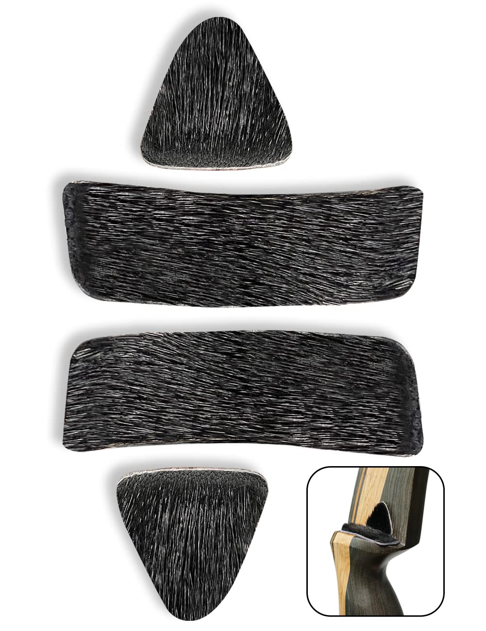 longbowmaker Arrow Rest Stick Traditional Hair Rest Fur Stick on Bow Riser Adhesive Backed Stick on Longbow Fur Pad for Recurve Bow Hunting Shooting
