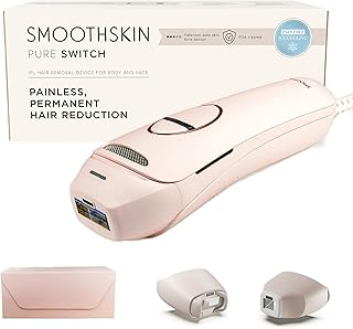Smoothskin Pure Switch IPL Laser Hair Removal with Sapphire Pro Ice Cooling in Soft Pink, The World’ First 3-in 1 IPL, for Body, Face, Bikini, Alternative to Laser, Corded