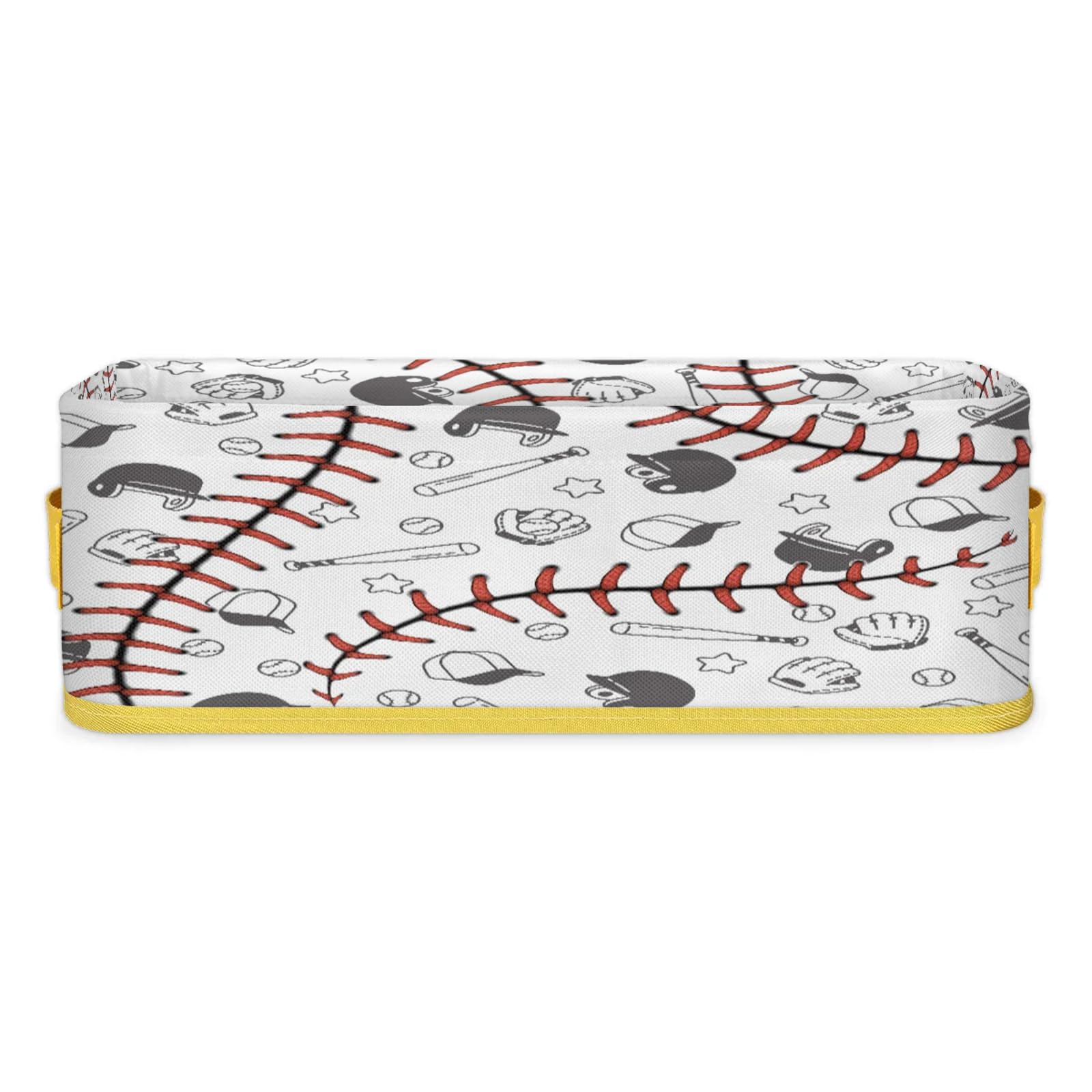 Baseball Bathroom Storage Basket Waterproof Foldable Storage Bins with Handles Decorative Toilet Paper Storage Basket for Organizing for House Bathroom Toiletries Set of 2