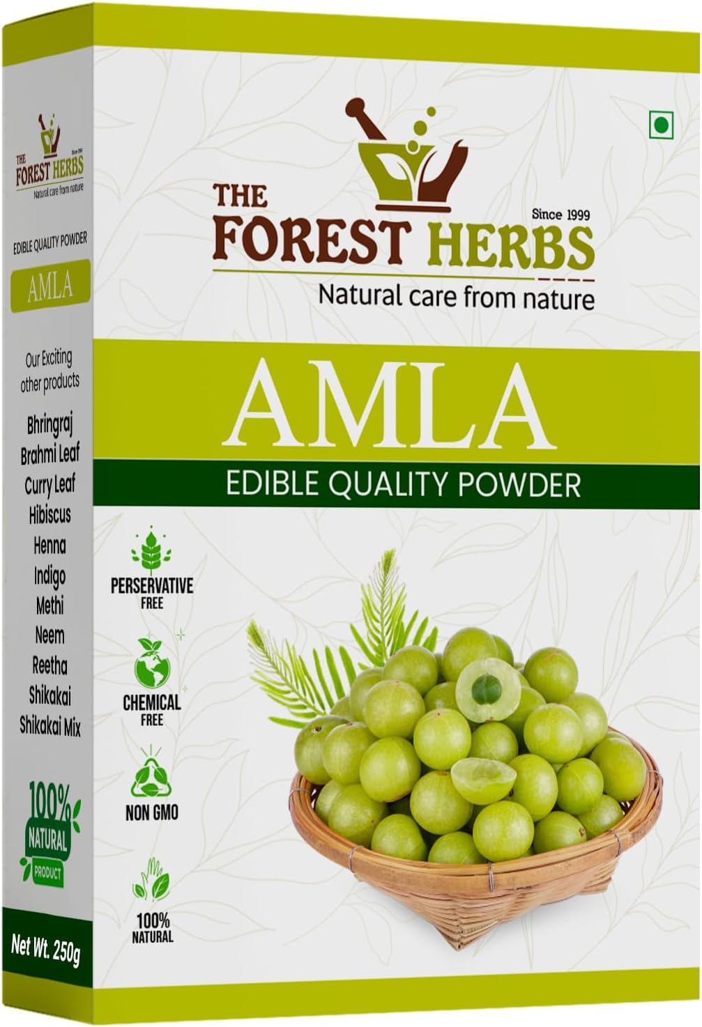 The Forest Herbs Natural Care From Nature Amla Powder For Hair Growth 250 Grams | Ideal for Hair, Eating, Drinking & Skin