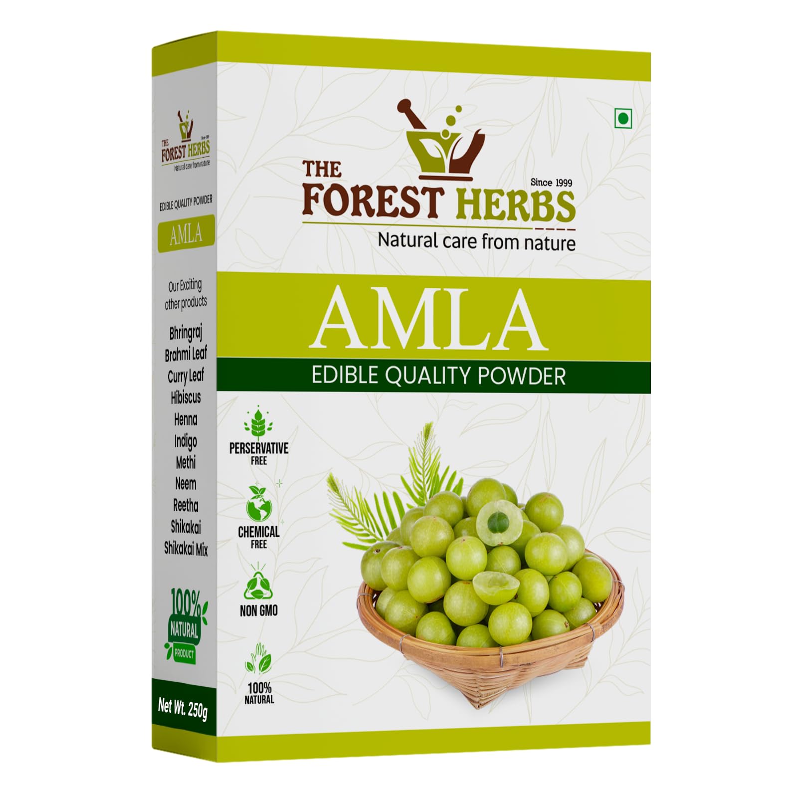 The Forest Herbs Natural Care From Nature Amla Powder For Hair Growth 250 Grams | Ideal for Hair, Eating, Drinking & Skin