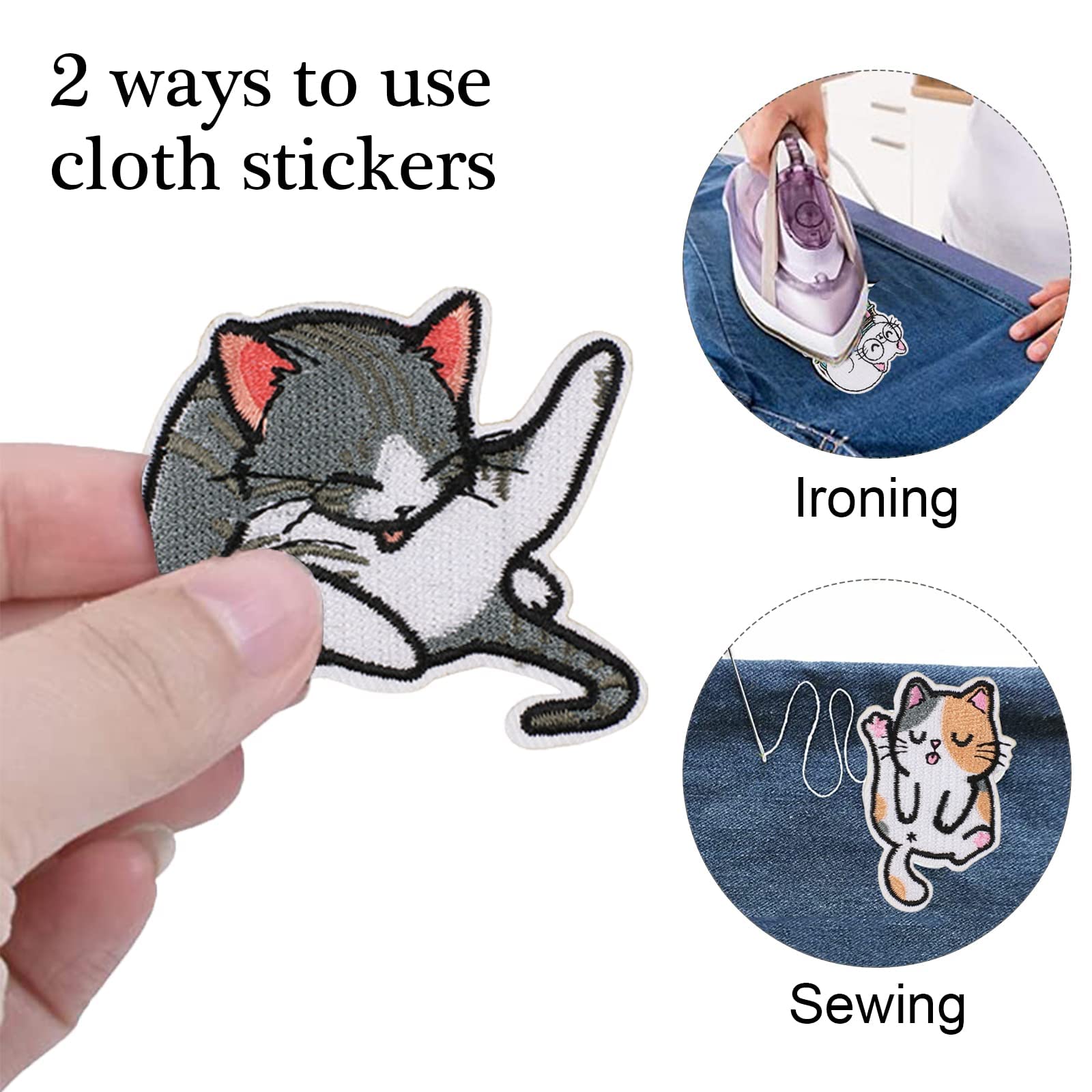 Patch Mignon Chat Curieux À Thermocoller Sur 4,4 X 7,2 Cm | Écusson