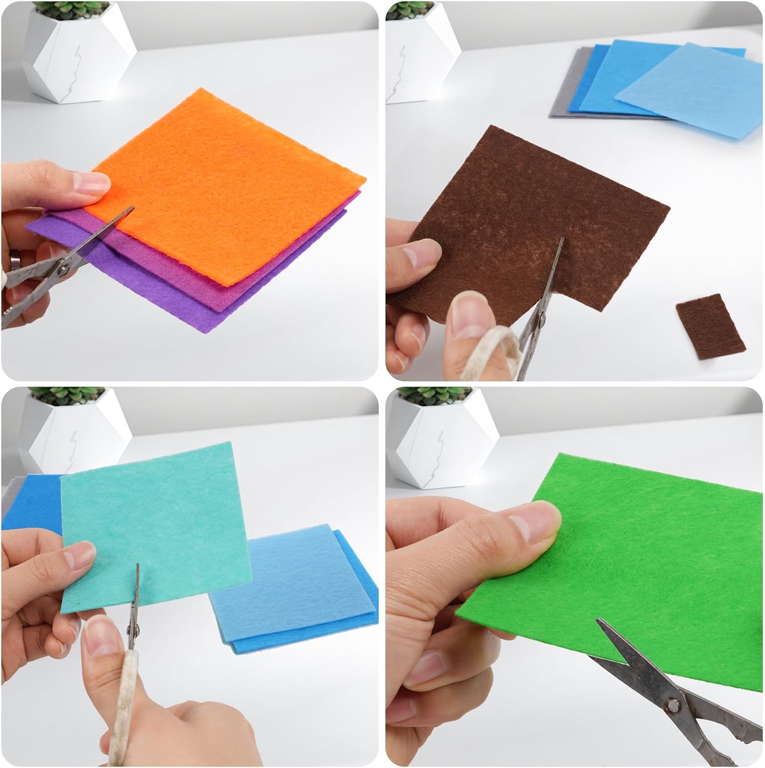 42 pcs Felt Fabric Sheet 4"x4" Assorted Color DIY Craft Squares Nonwoven 1mm Thick
