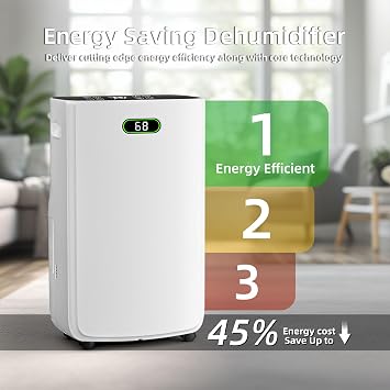 5000 Sq.Ft Dehumidifier for Basement with Drain Hose, 80 Pint Dehumidifiers for Home with Large 6.5L Water Tank,24H Timer,Child Lock,Defrost,Silent,4 Modes Operation Auto Shut-off