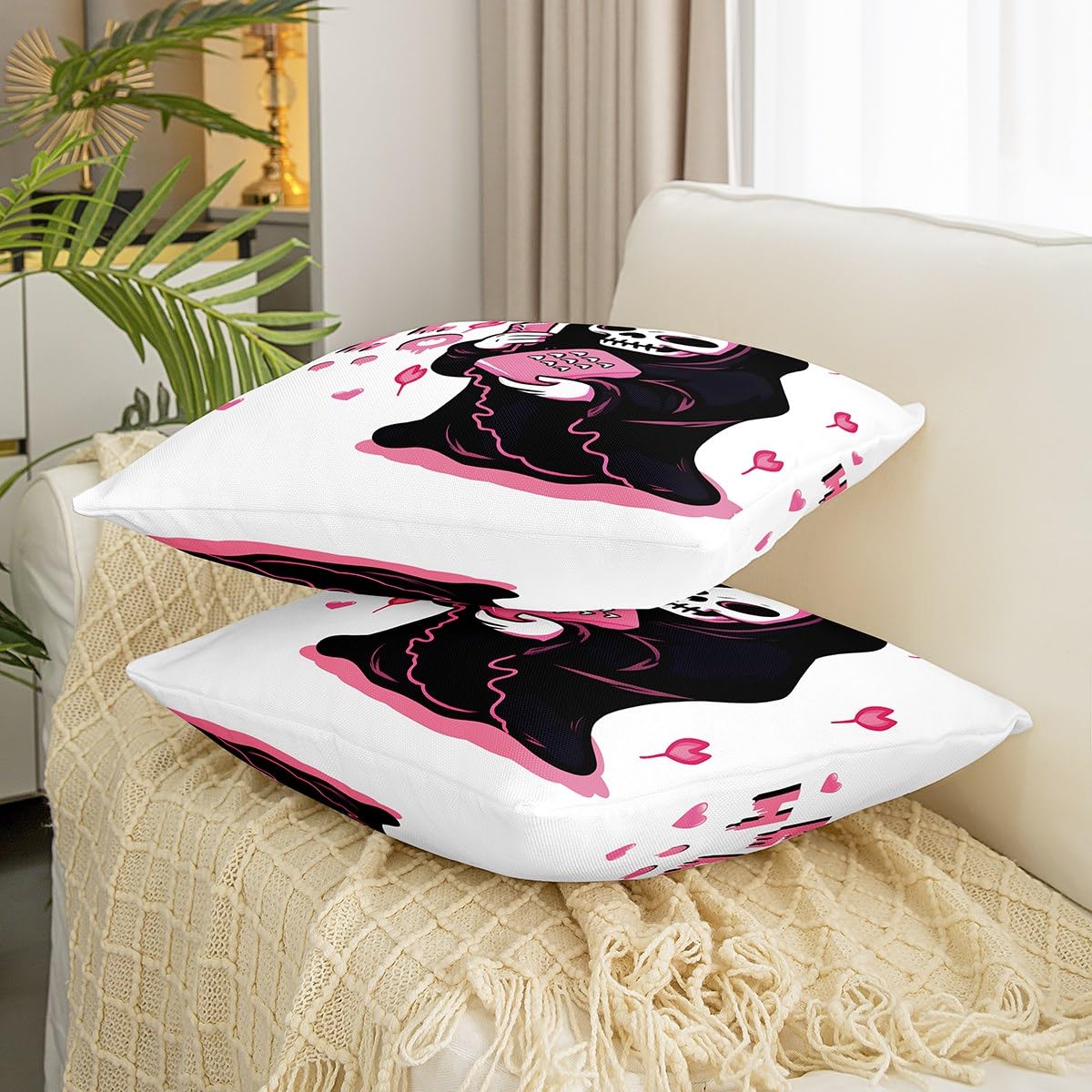 Set di 4 federe decorative per cuscini di Halloween, fantasmi
