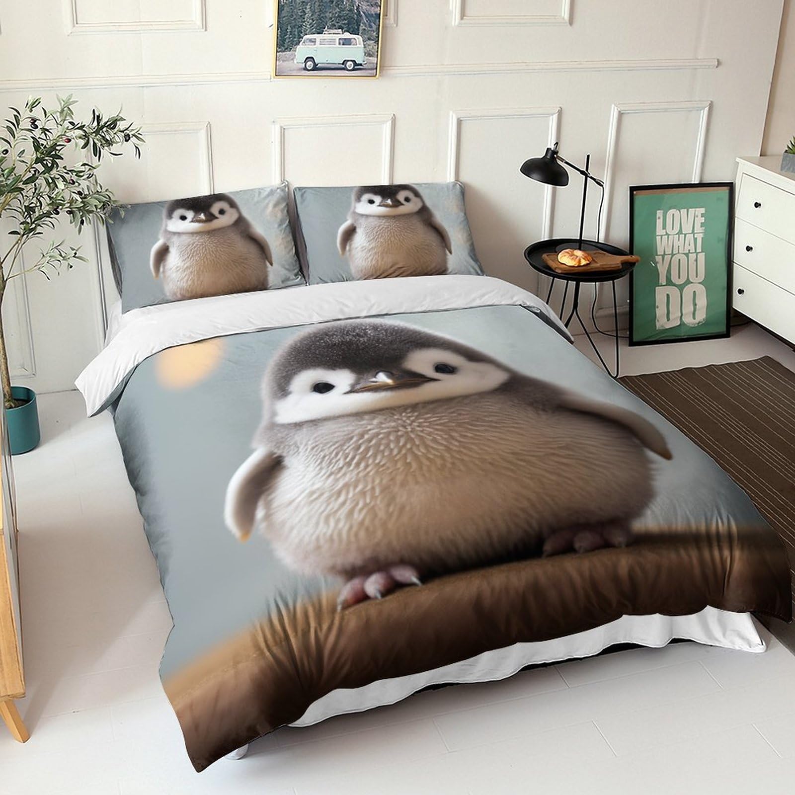 Parure de lit pingouin en microfibre premium de qualité supérieure 220x240cm