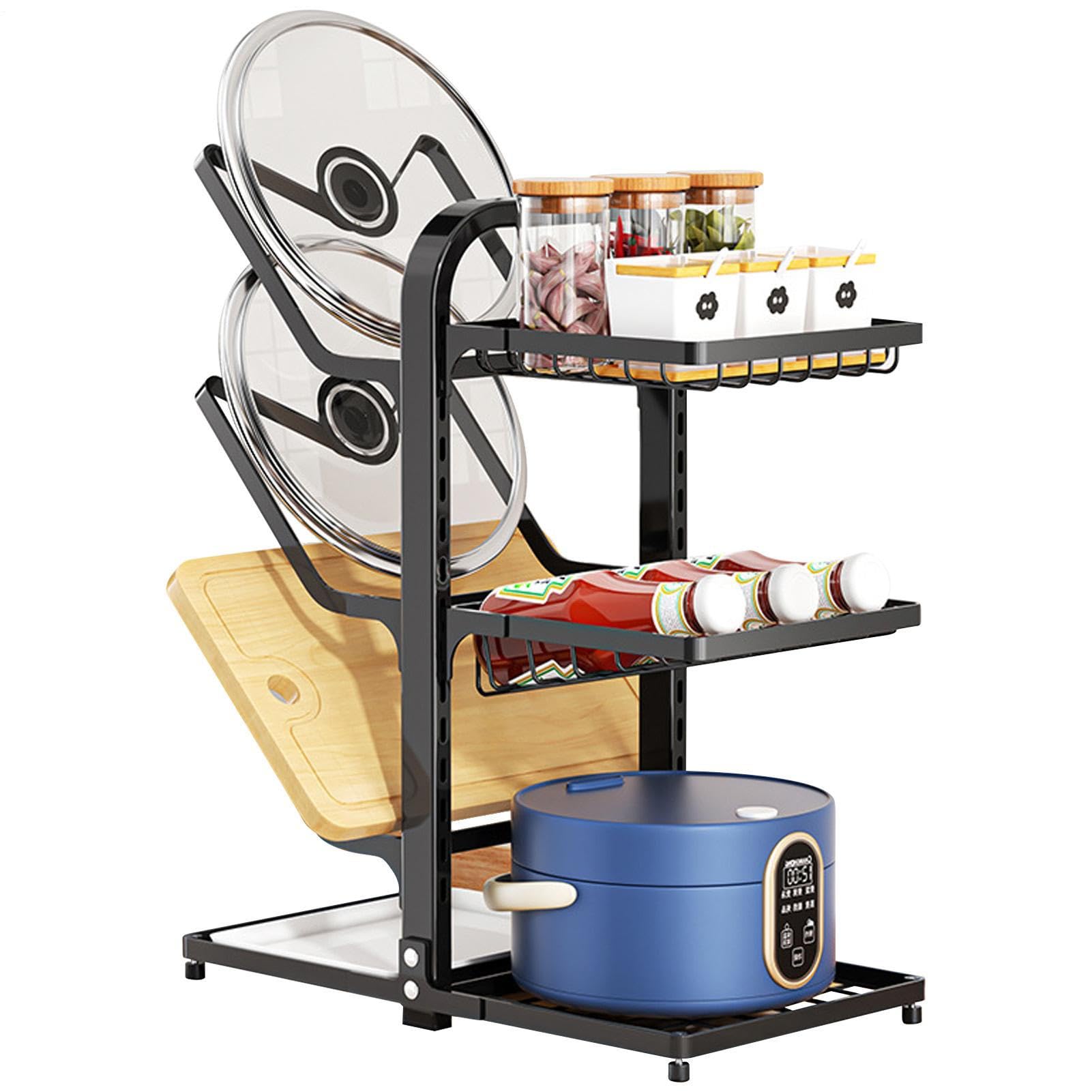 Generisch Töpfe und Pfannenorganisator unter Kabinett, Pan Organizer Rack für Schrank | Küchenarbeitsplatte Organizer Halter | Raumsparende Multi-Tier-Rackregal für Töpfe Pans Handtuchlöffel