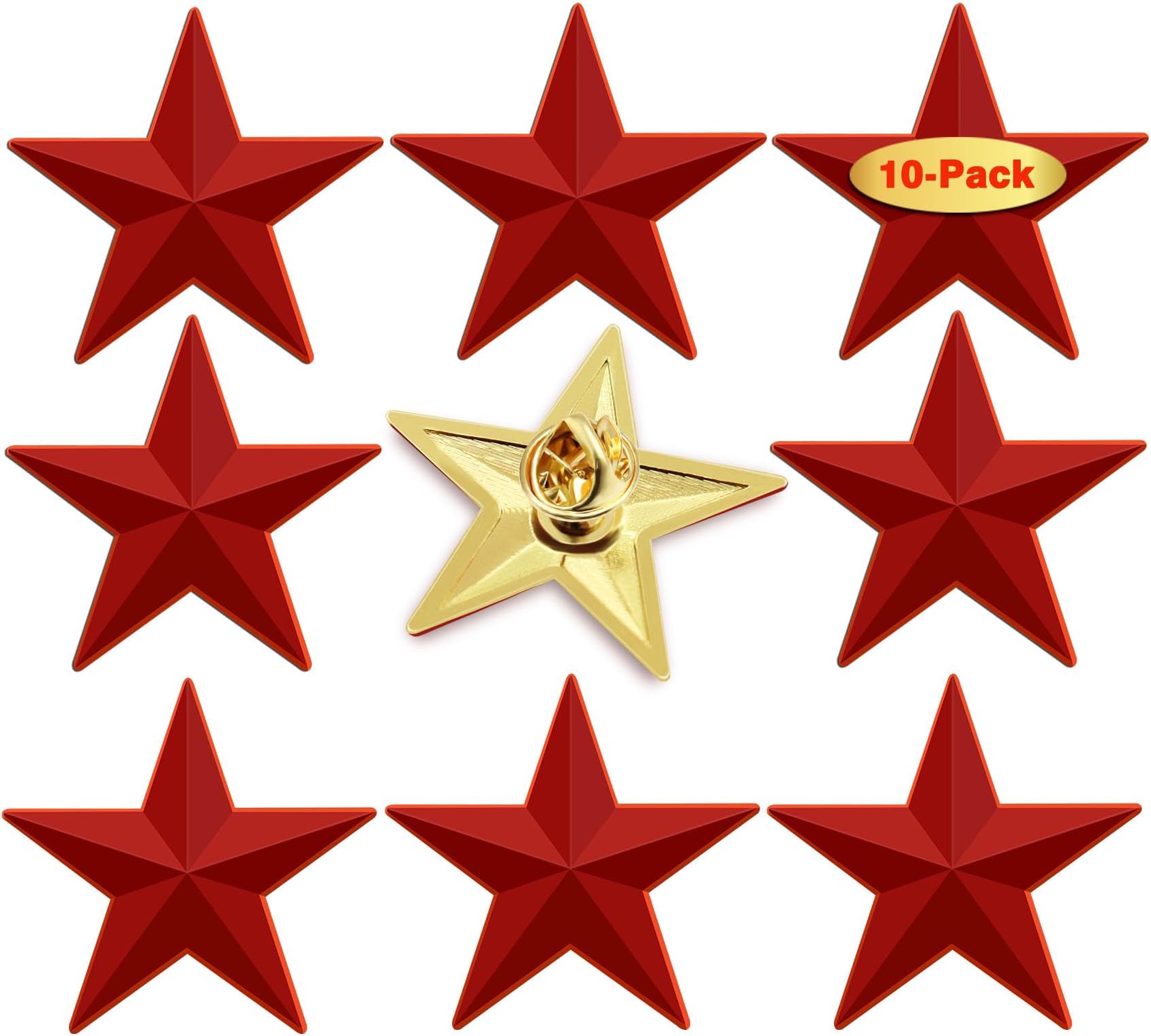 10/20/50/100 Pcak Red Five-Pointed Star Lapel Pins Bulk-Pentacle Pentagram Lapel Pins Badge Souvenir