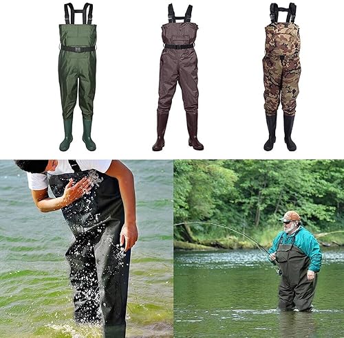 Miniatura 6 de THABATAD Vadeadores de pesca para hombres con botas, vadeadores de pecho de caza impermeables, vadeadores ligeros para botas