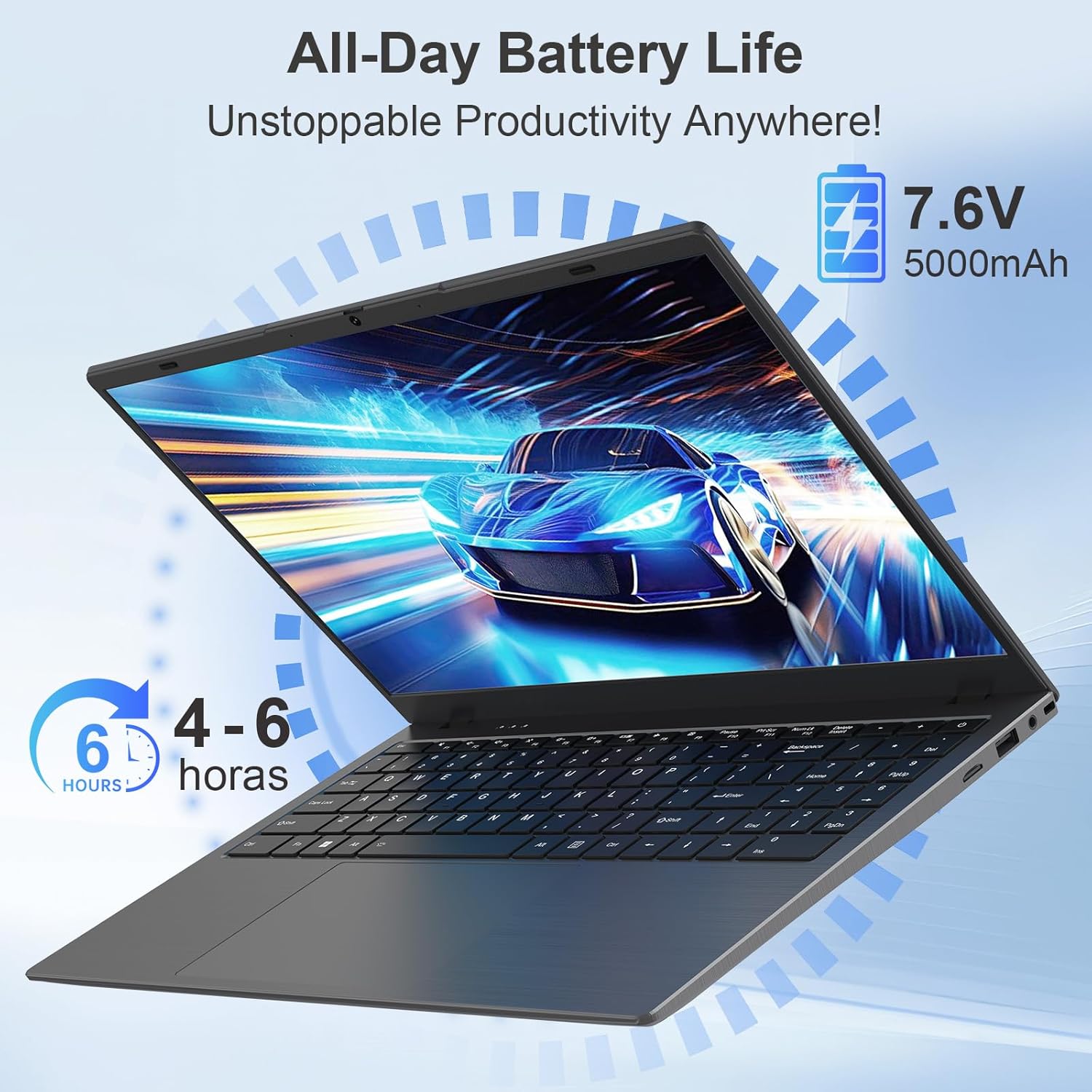 15.6" Laptop Computer, 8GB RAM 256GB SSD, FHD IPS Display, Pentium 6500Y (Up to 3.4GHz), Thin & Lightweight Student Laptop, Quiet Fanless, 170° Hinge, Webcam Privacy Cover