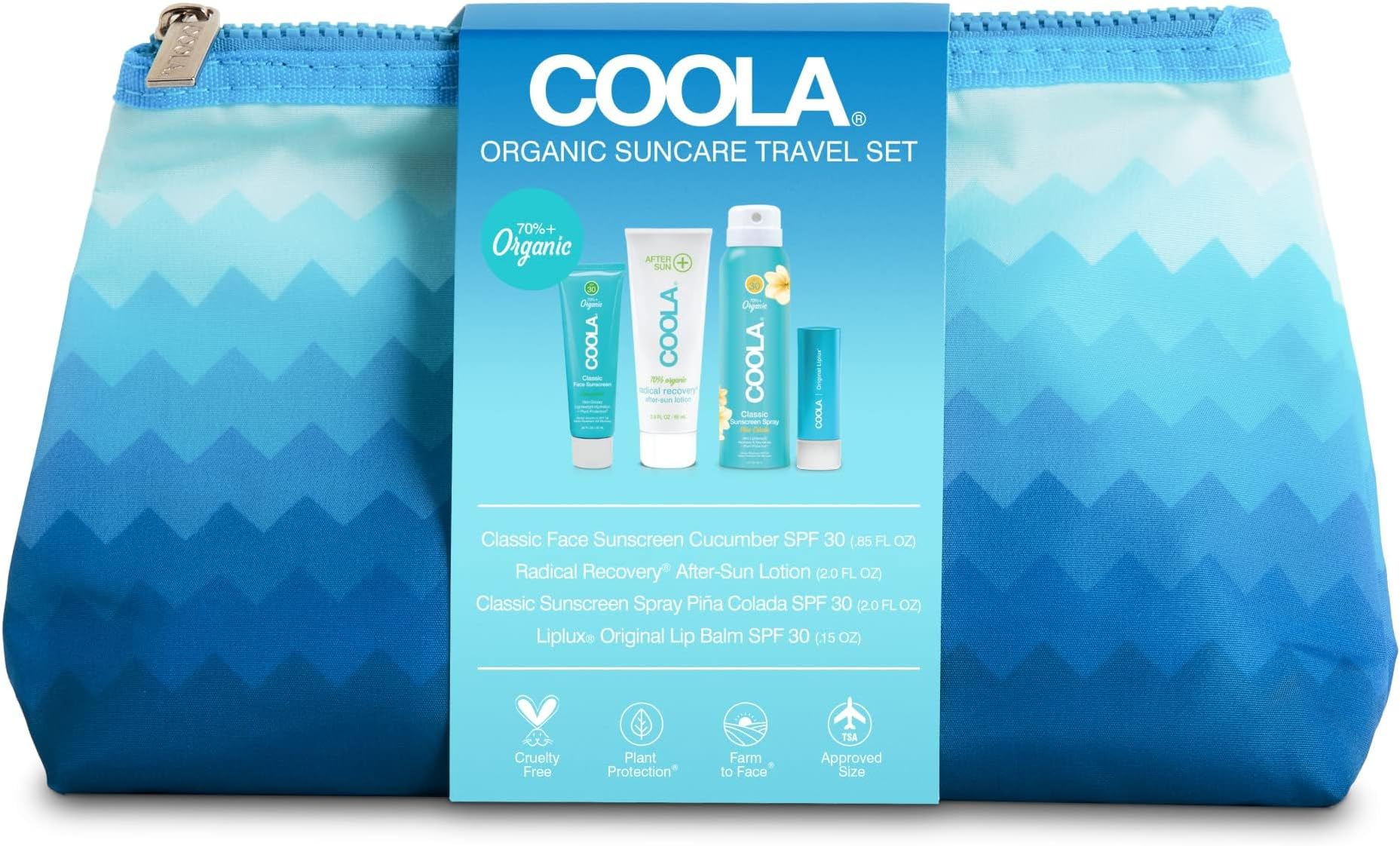 COOLA Organic Sunscreen and Lip Balm SPF 30 Sun Protection Kit, Dermatologist Tested and TSA Approved, Vegan and Gluten Free, 4 Items Total
