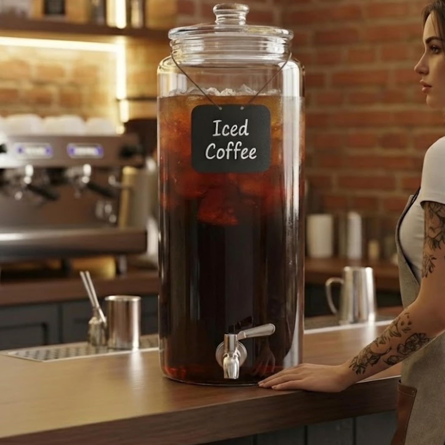 3 Gallon Glass Beverage Dispenser & Spigot – Large Drink Dispenser for Parties, Juice, Water, Iced Tea, Sangria, Punch, Cocktails - Image 5