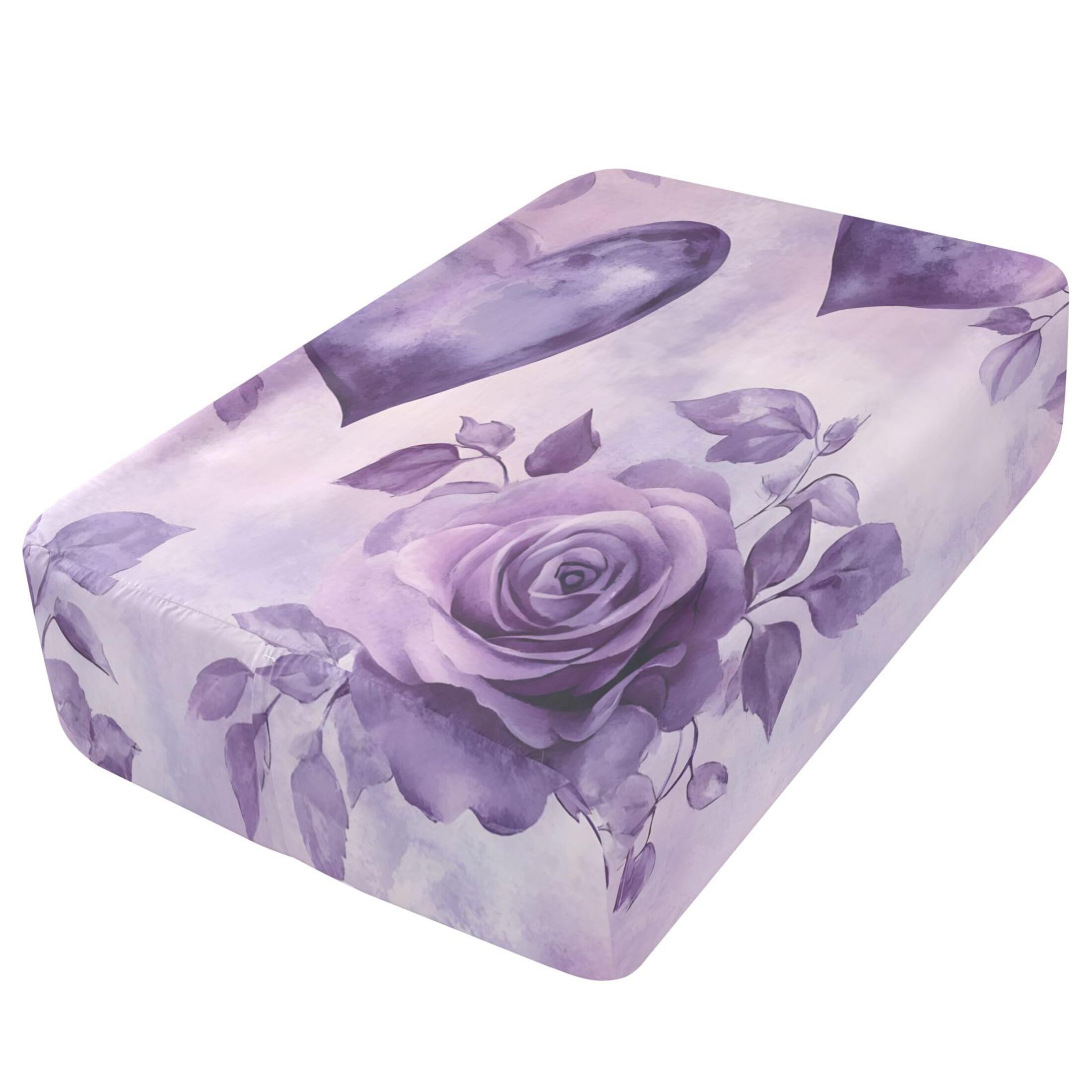 Sábana bajera ajustable de tamaño individual con diseño de rosas y corazones para colchón de aire, bolsillo extra profundo, funda suave y transpirable con apertura de válvula de cremallera