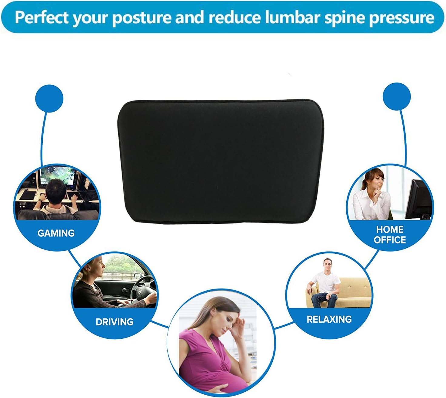 Big Hippo Multi-Use Lumbar Support Pillow- Orthopedic Design Sciatica Pain Relief Memory Foam Support Pillow Perfect for Car,Home, Office