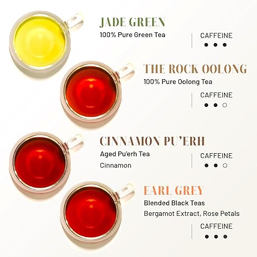 Miniatura 5 de CHAYEAH, Colección de té premium, caja de regalo de bolsa de té de hojas sueltas, verde surtido, negro, oolong, pu'erh y té de hierbas (16 sobres de