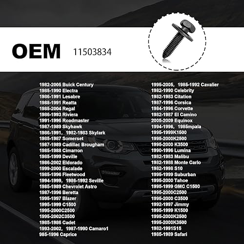 Miniatura 3 de 10 piezas M6 1.0 X 0.984 in cabeza hexagonal métrica Sems pernos cuerpo tornillos tornillos compatibles con GMC Buick Chevrolet Cadillac 11503834,